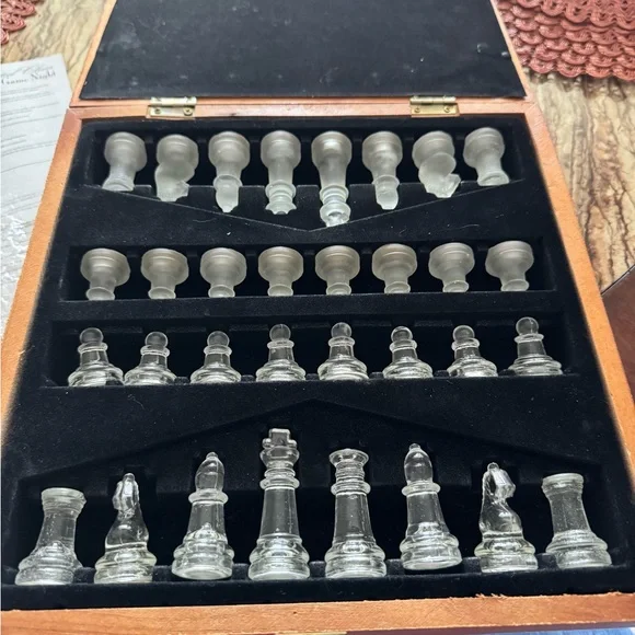 Crystal Clear Chess Game Night in Wood Box - Picture 6 of 11